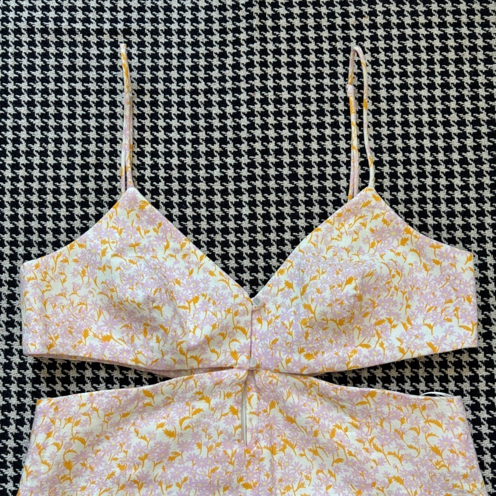 Zara | Linen Floral Cutout Mini Dress - Picture 6 of 16